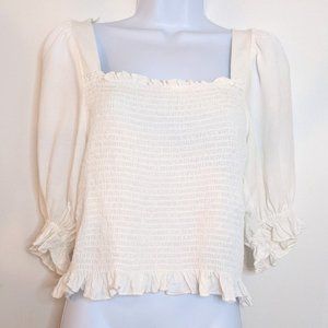 H & M Linen Blend White Blouse